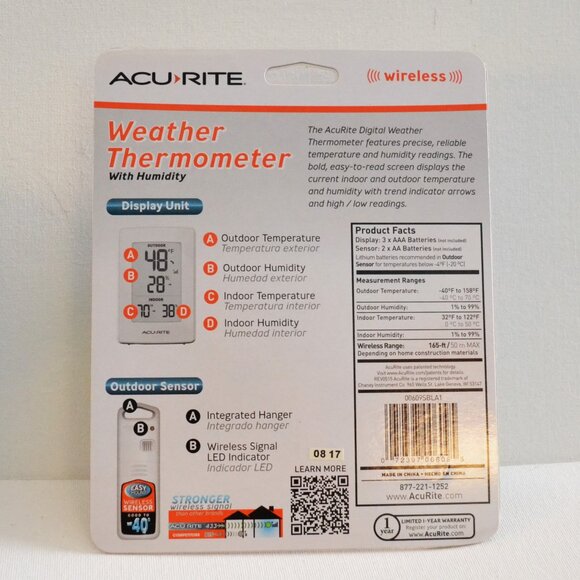 Acu-Rite Wireless Indoor/Outdoor Temperature And Humidity Gauge New In P… - Picture 2 of 2